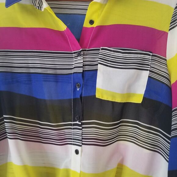 Casual Blouse for Women Multicolor Striped - Size L - Picture 3 of 3